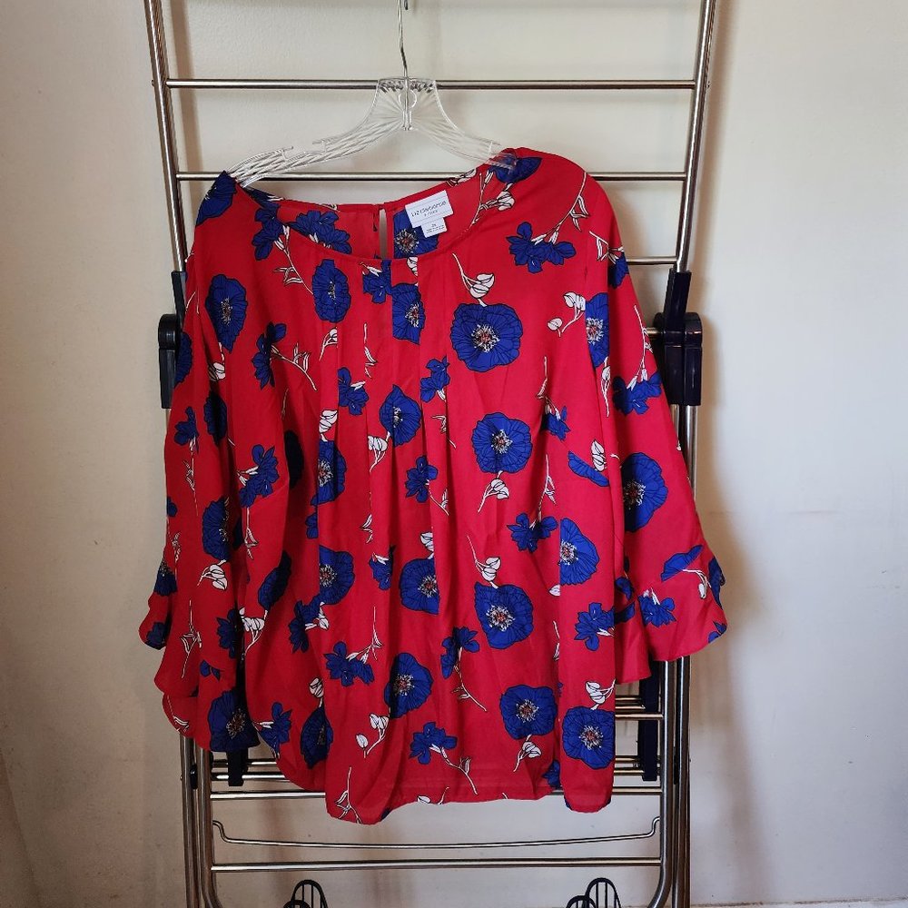 Liz Claiborne Red Floral Tunic - Size 2x